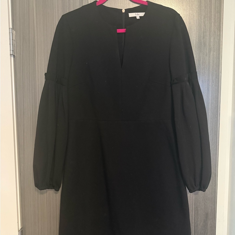 Tibi Black Mini Dress with Long Sleeves